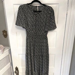 Black and White Flower Print Maxi Dress